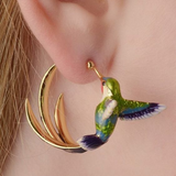 Pendientes Vintage con Colibrí en Esmalte