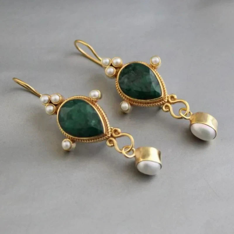 Pendientes Vintage con Rubí y Margaritas