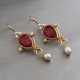 Pendientes Vintage con Rubí y Margaritas