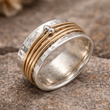 Anillo Vintage de Oro con Recubrimiento de Plata