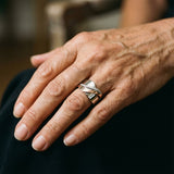 Anillo Vintage de Oro Rosa y Plata con Circonitas