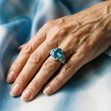 Anillo Vintage de Plata con Cristal Azul