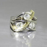 Anillo Vintage en Oro y Plata con Zirconio
